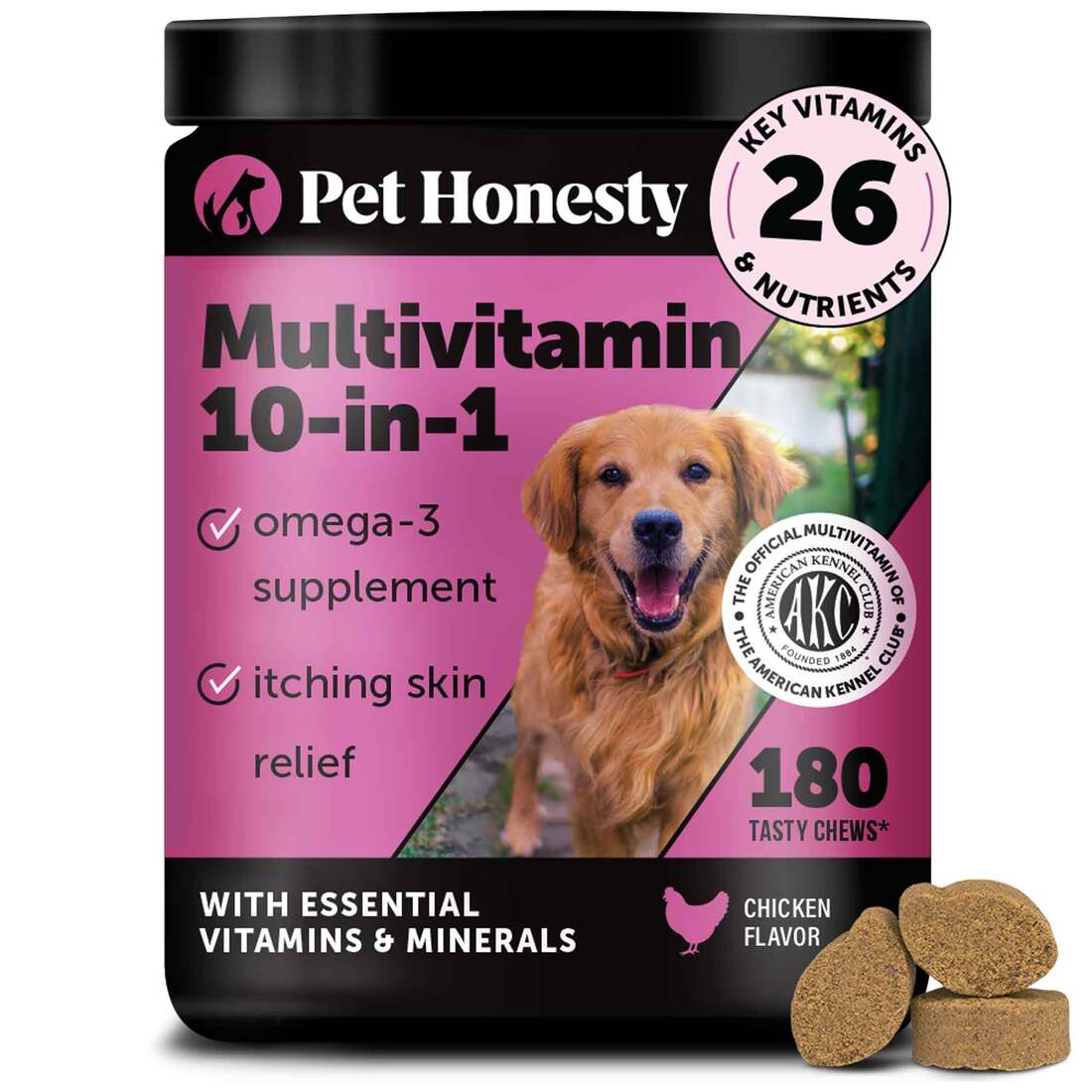 Pet Honesty 10-in-1 Chicken Dog Multivitamin, 180 Count, 19 Ounces