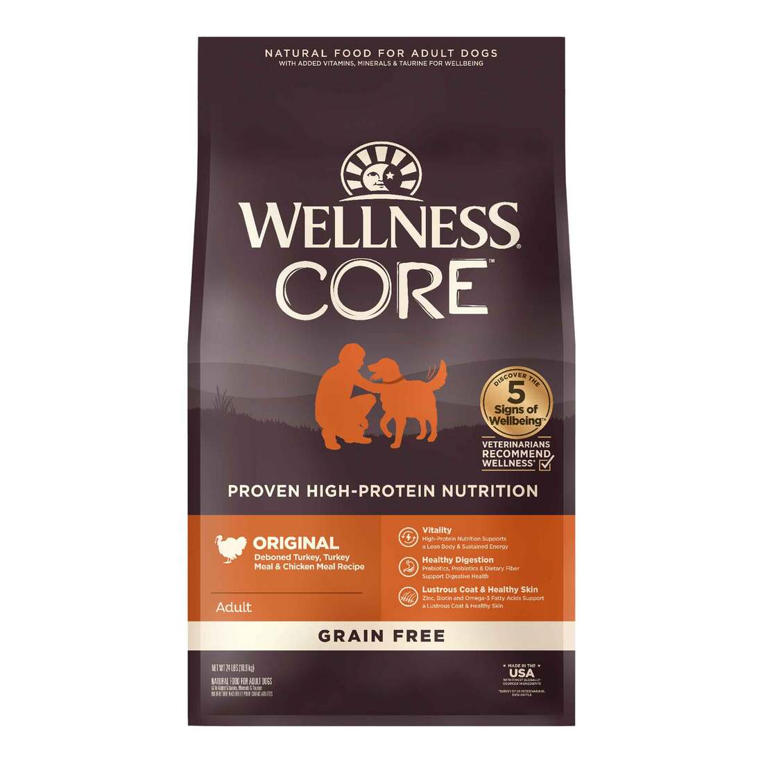 Wellness CORE Natural Grain Free Dry Dog Food, Original Turkey & Chicken