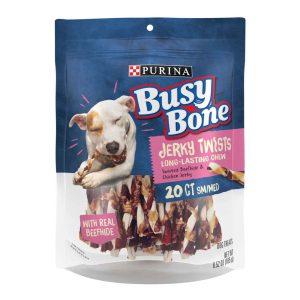Purina Busy Bone Jerky Twists Grain Free Small/Med Breed Beefhide and Chicken Dog Jerky Treats - 20