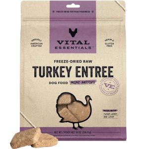 Vital Essentials® Freeze-Dried Raw Dog Food, Turkey Entree Mini Patties, 14 Ounces