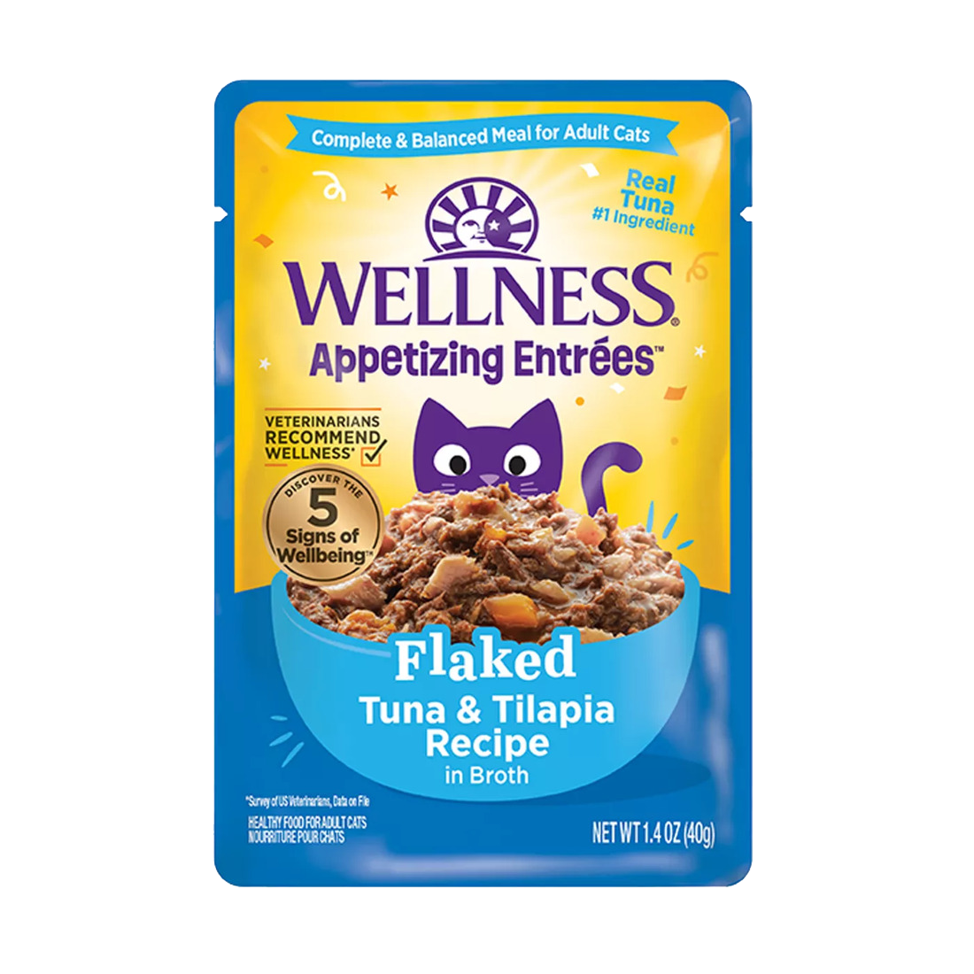 Wellness? Appetizing Entr??es? Flaked Tuna & Tilapia Recipe in Broth Natural Wet Cat Food, 1.4 Ounce