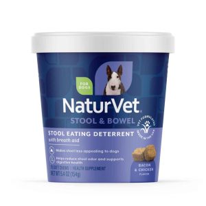 NaturVet Stool Eating Deterrent Stool & Bowel Supplement for Dogs, Bacon and Chicken Flavor, 70 Coun