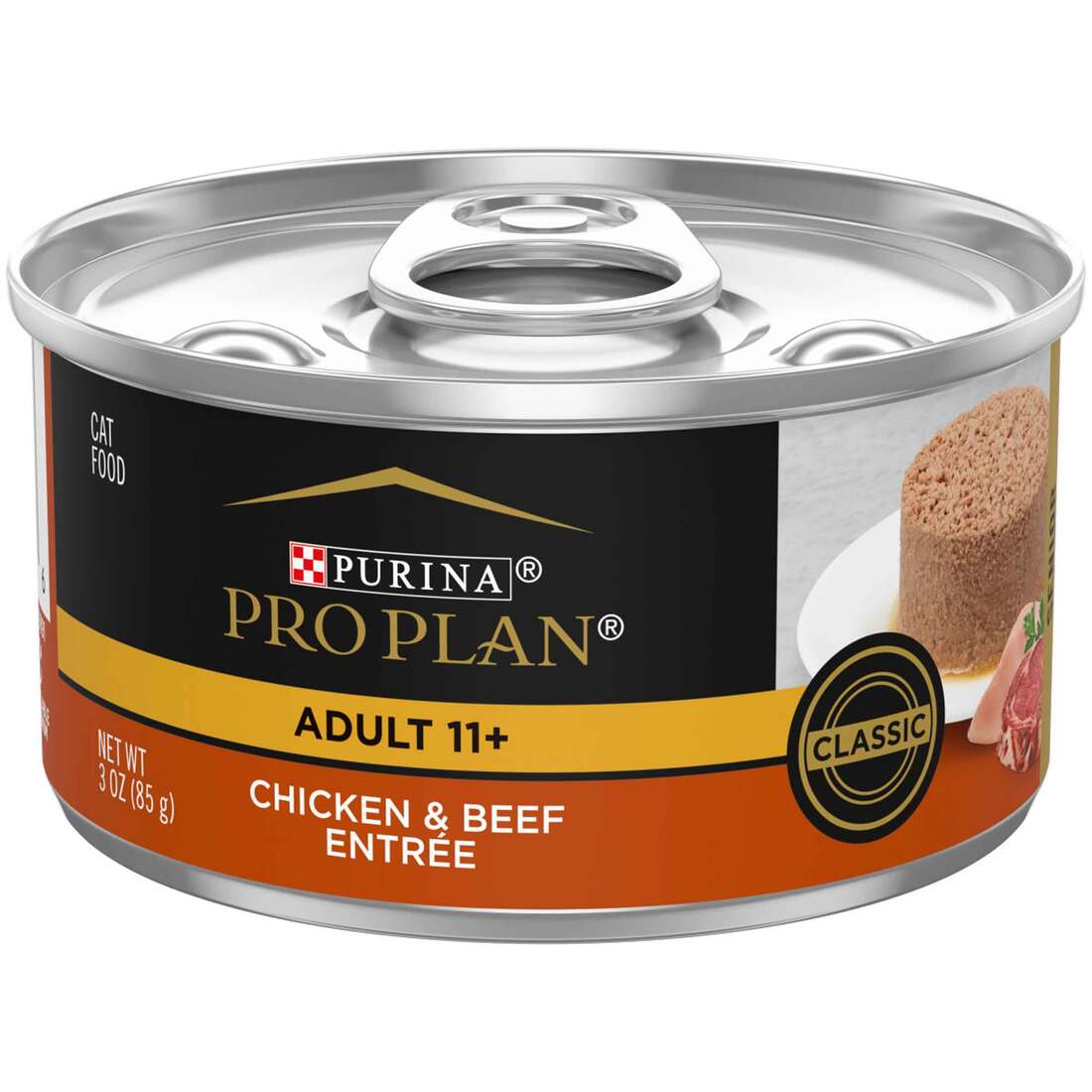 Purina Pro Plan SENIOR 11+ Pate Wet Cat Food, Chicken & Beef Entree - 3 Ounce Pull-Top Can