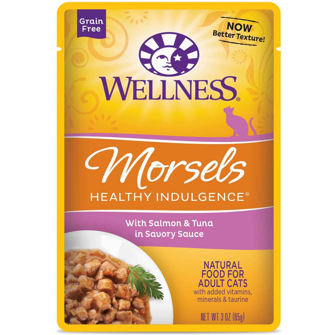 Wellness Healthy Indulgence Natural Wet Cat Food, Morsels Salmon & Tuna, 3 Ounces