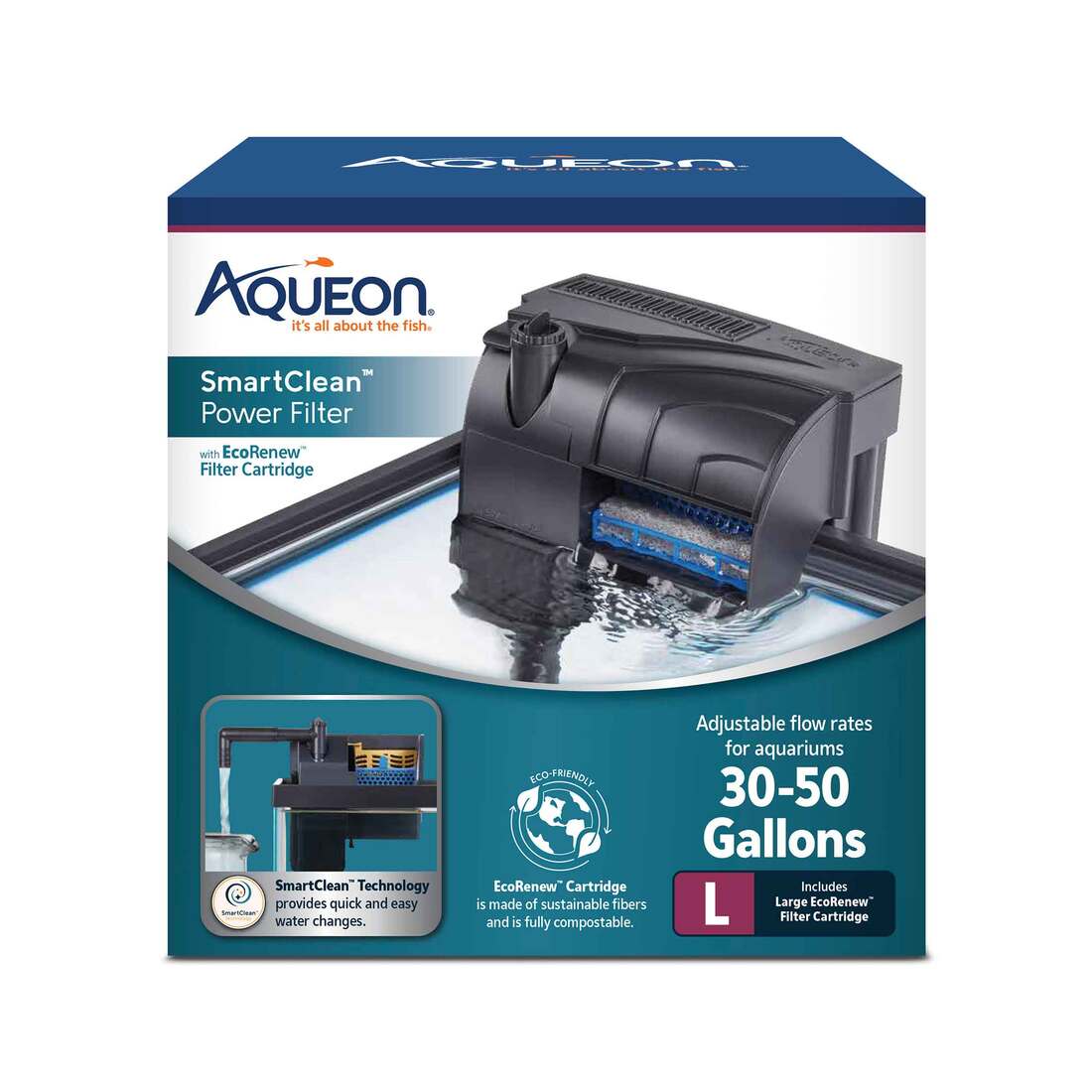 Aqueon SmartClean Power Filter with EcoRenew Filter Cartridge - Image 3