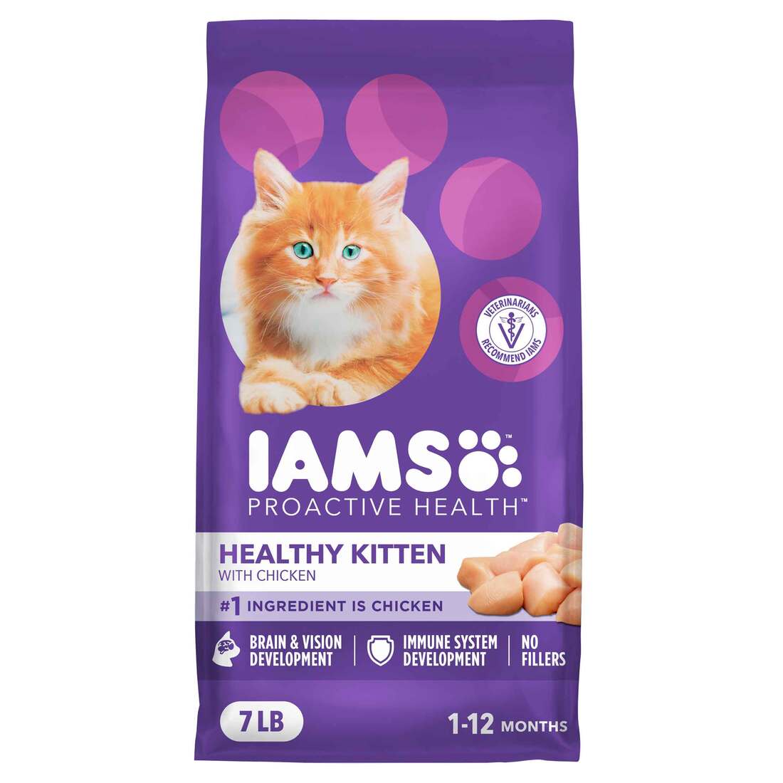 IAMS PROACTIVE HEALTH Healthy Kitten Dry Cat Food with Chicken, 7 Pounds