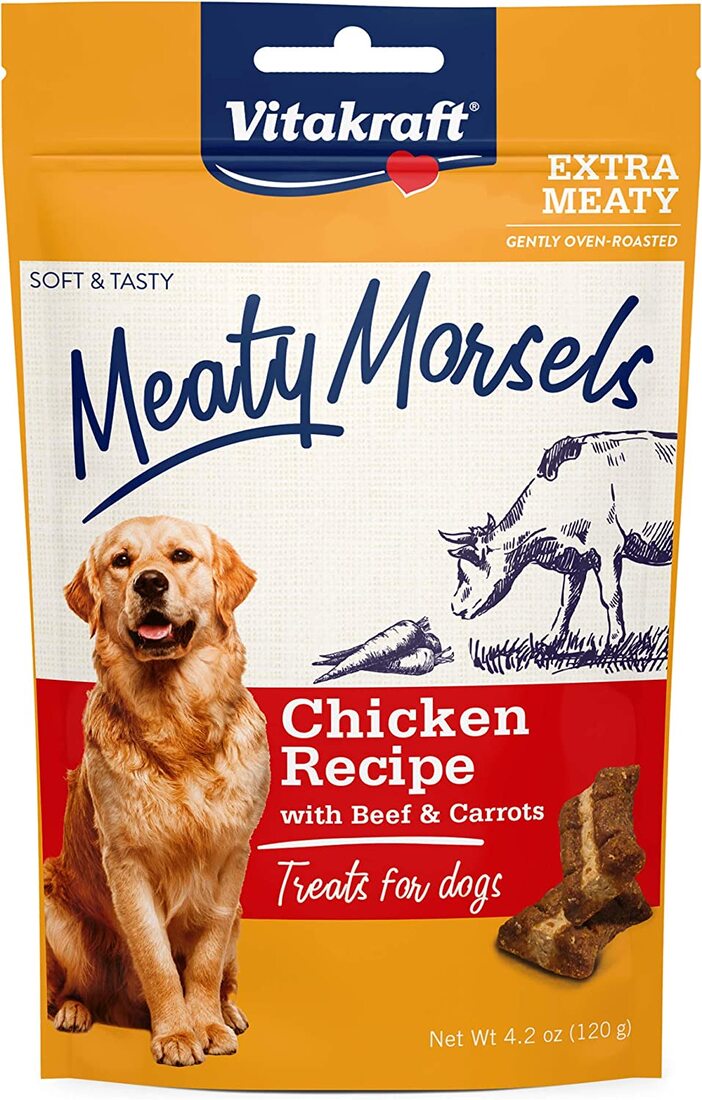 Vitakraft Meaty Morsels Chicken, Beef, Carrot Dog Treat, 4.2 Ounces