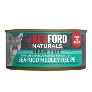 Redford Naturals Natural Wet Cat Food, Adult Grain Free SeaFood, Medley Cuts in Gravy, 3 Ounces