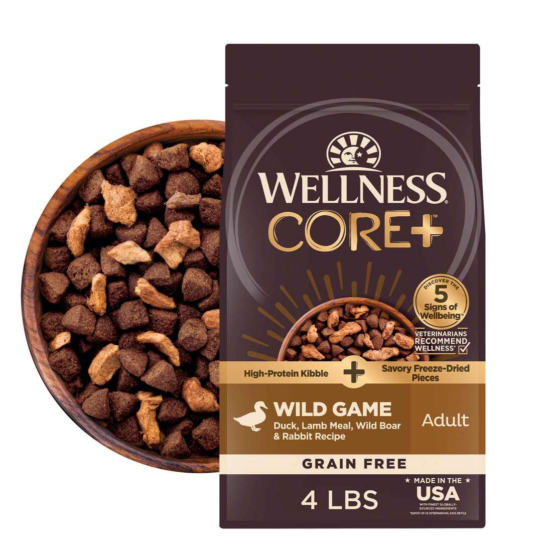 Wellness CORE RawRev Natural Grain Free Dry Dog Food, Wild Game Duck, Wild Boar & Rabbit with Freeze