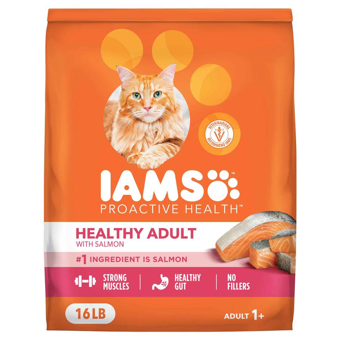 IAMS PROACTIVE HEALTH Adult Healthy Dry Cat Food with Salmon, 16 Pounds