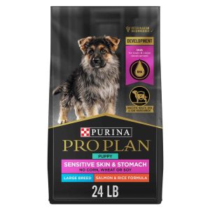 Purina Pro Plan Sensitive Skin and Stomach Large Breed Dry Puppy Food, Salmon and Rice Formula - 24