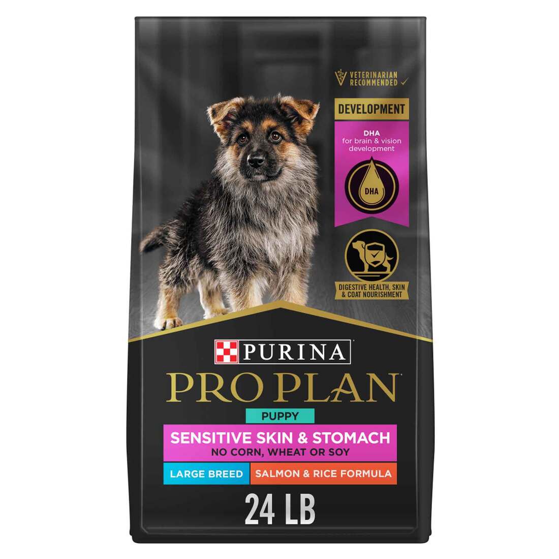 Purina Pro Plan Sensitive Skin and Stomach Large Breed Dry Puppy Food, Salmon and Rice Formula - 24