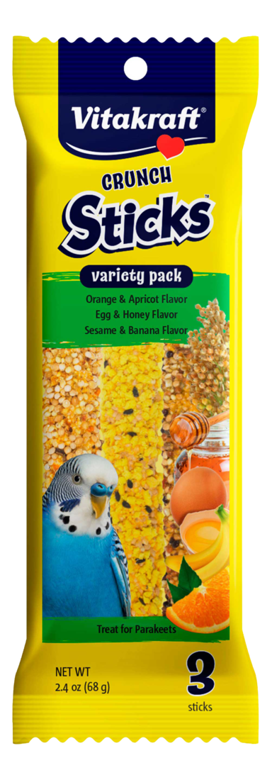 Vitakraft Crunch Sticks Parakeet Orange, Apricot, Egg, Honey, Sesame and Banana, 2.4 Ounces