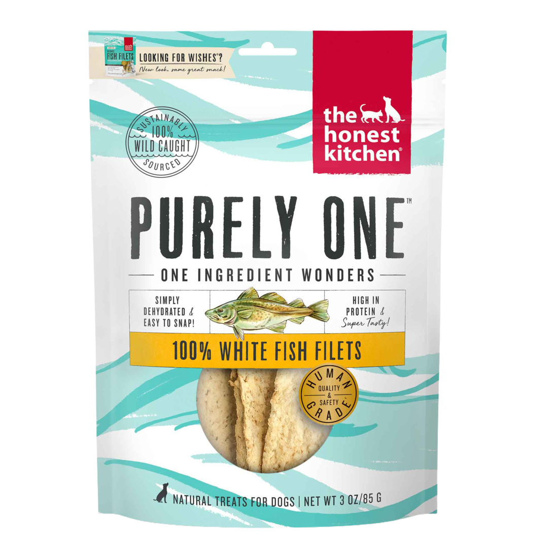 The Honest Kitchen Natural Human Grade Dehydrated Dog Treats - White Fish Filets, 3 Ounces
