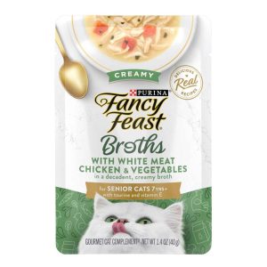Purina Fancy Feast Lickable Senior Cat Food Broth Topper Creamy with White Meat Chicken - 1.4 Ounce