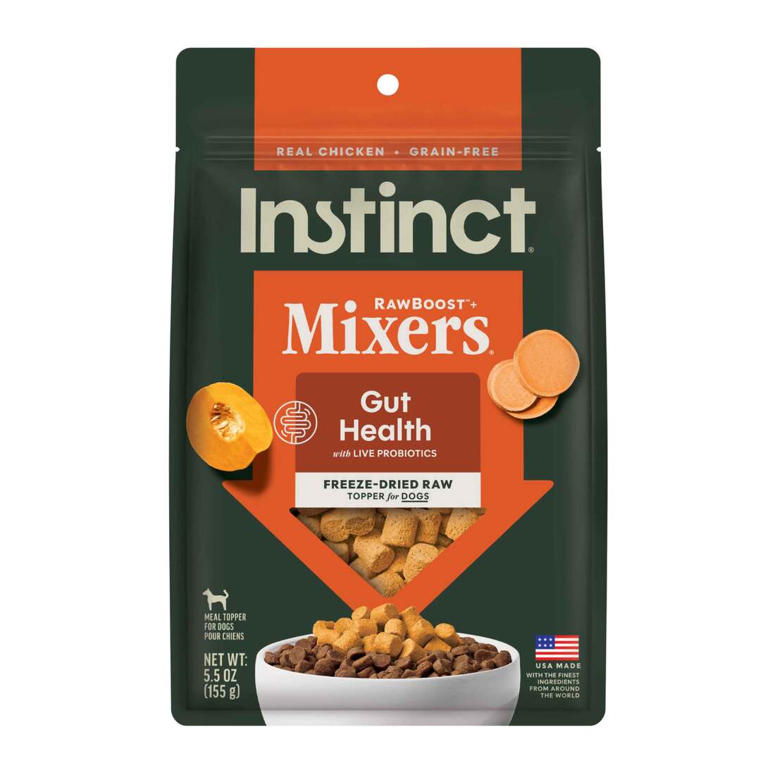 Instinct Freeze-Dried Raw Boost Mixers Grain-Free Gut Health Recipe Dog Food Topper, 5.5 Ounce Bag