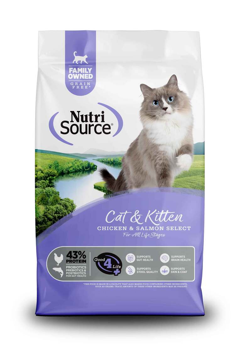 NutriSource Grain Free Chicken and Salmon Dry Cat/Kitten Food, 4 Pounds