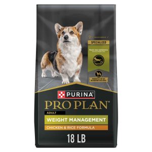 Purina Pro Plan Weight Management Dry Dog Food, Chicken and Rice Formula - 18 Pound Bag