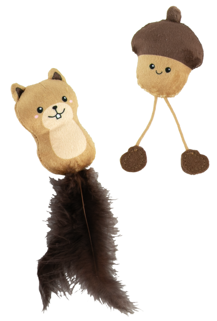 Play On Plush Acorn and Squirrel Cat Toys, 2 Count