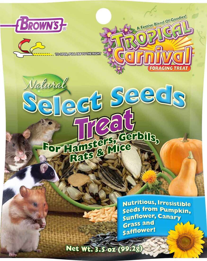 Brown's Tropical Carnival Selects Seeds Natural Small Animal Treat, 3.5 Ounces