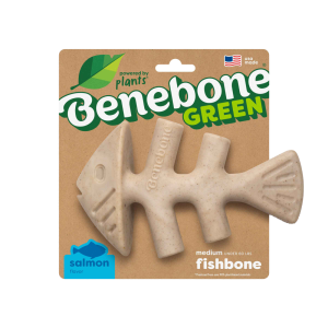 Benebone Green Fishbone Salmon Dog Chew, Medium