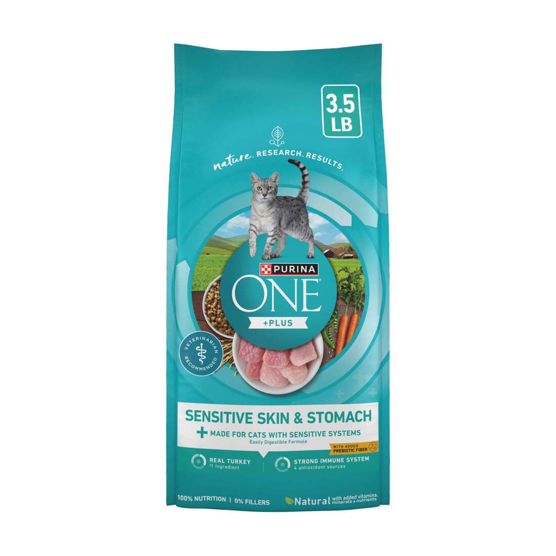 Purina ONE +Plus Sensitive Skin and Stomach Formula Natural Dry Cat Food - 3.5 Pound Bag