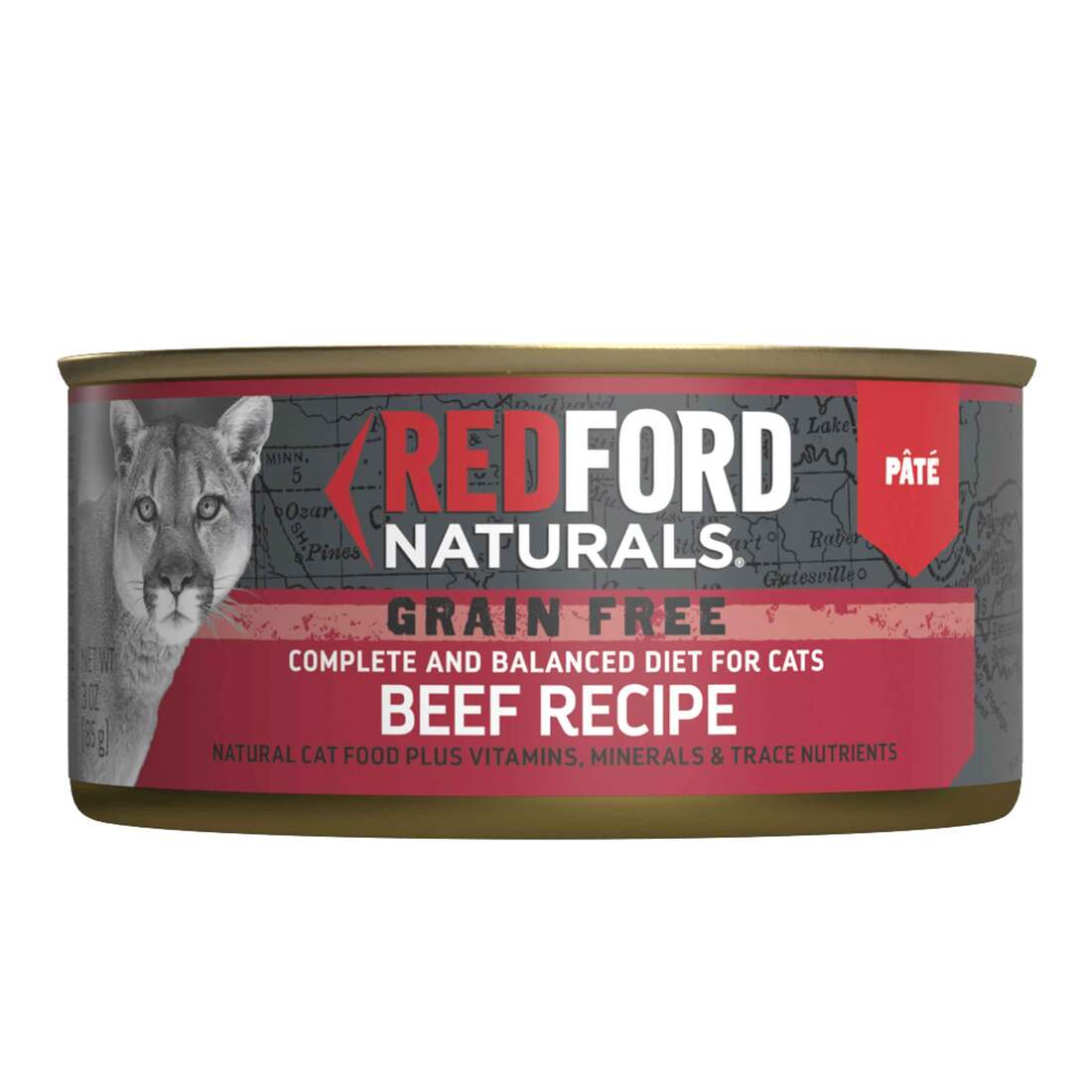 Redford Naturals Natural Wet Cat Food, Grain Free Beef Recipe Pate, 3 Ounces