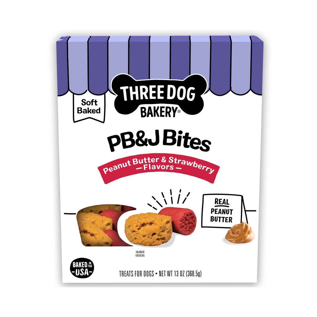 Three Dog Bakery Peanut Butter & Jelly Dog Treats, 13 Ounces