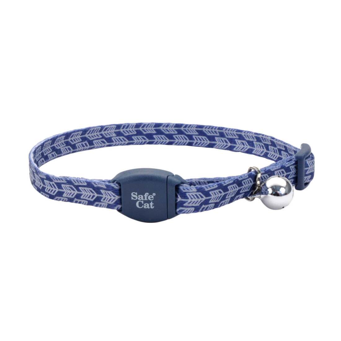 Safe Cat® Adjustable Breakaway Cat Collar with Magnetic Buckle, Grey Silver Arrows, 3/8" x 08"-12"