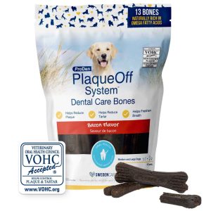 Proden PlaqueOff Dental Bone Dog Treat, Bacon Flavor, 17 Ounces, 13 Count