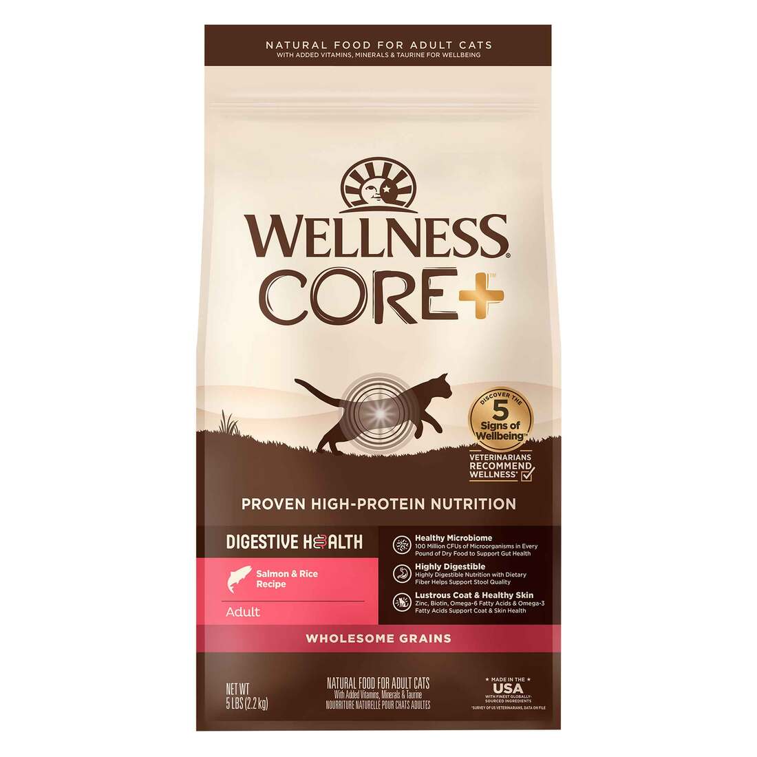 Wellness CORE Digestive Health Salmon & Rice Dry Cat Food, 5 Pound Bag