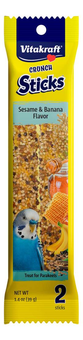 Vitakraft Triple Baked Fruit Sticks Sesame & Banana Parakeet Bird Treat, 2 Count