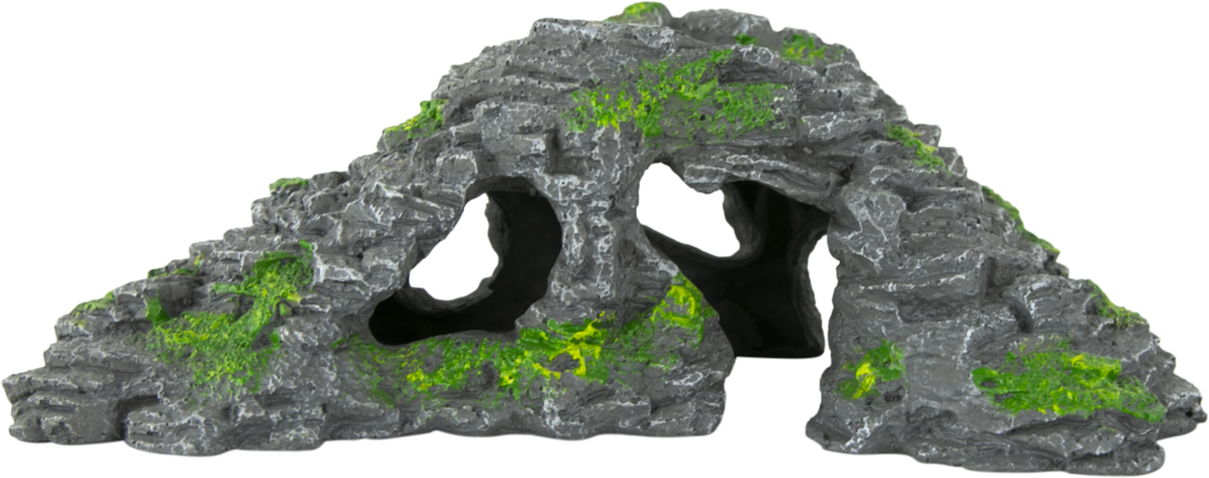 Fins First Aquarium Décor, Mossy Rock Hide, Gray, Large