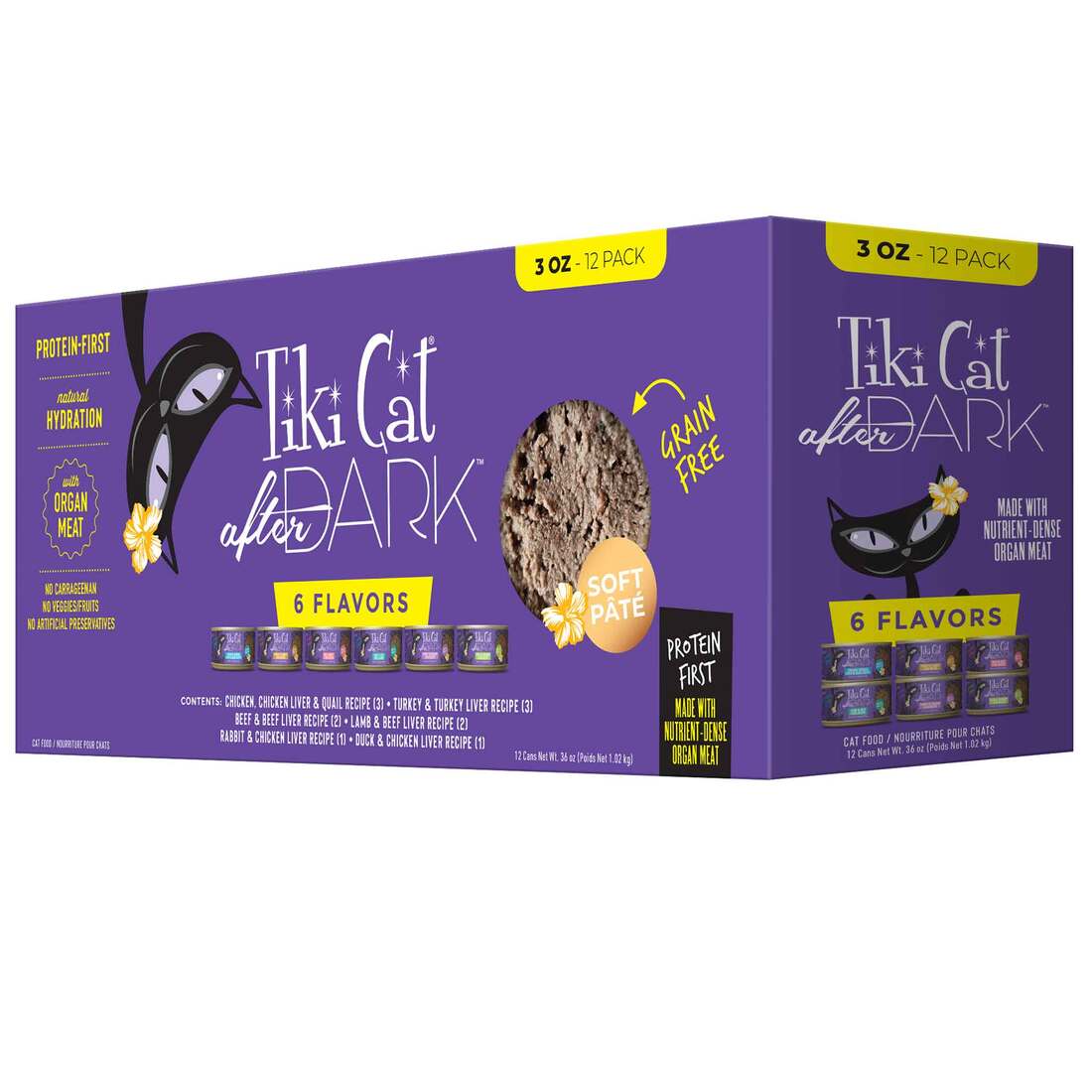 Tiki Cat After Dark Pate Wet Cat Food, Variety Pack, 3 Ounce Can (12 Count)