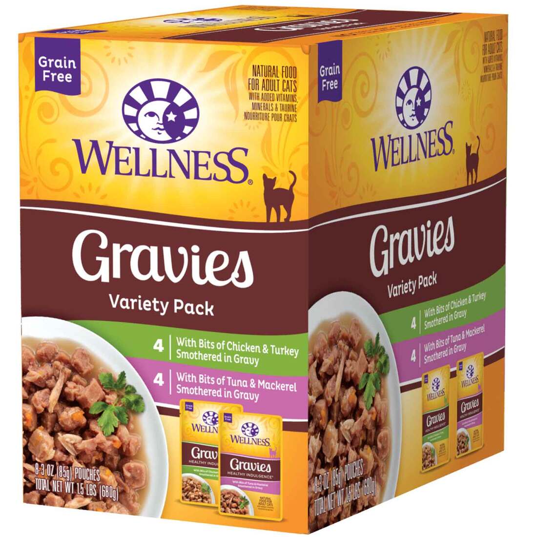 Wellness Complete Health Gravies Natural Wet Cat Food, Healthy Indulgence Grain Free Variety Pack (8