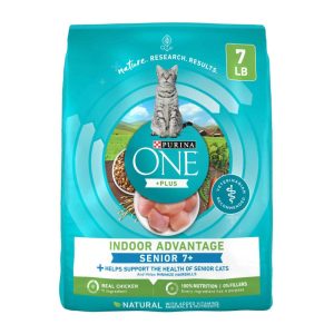 Purina ONE High Protein, Natural Senior Dry Cat Food, Indoor Advantage Senior+ - 7 Pound Bag
