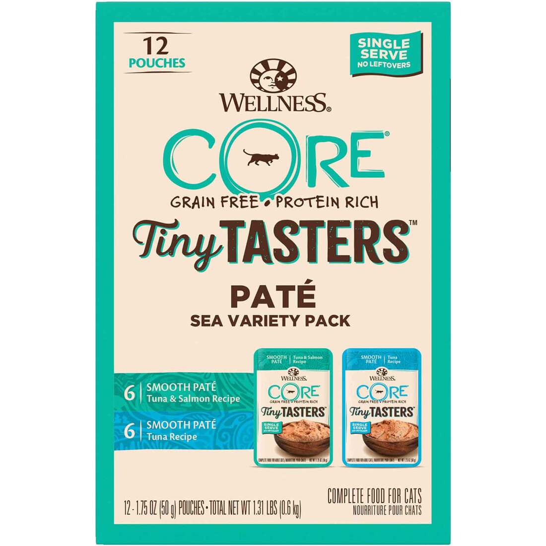 Wellness CORE Natural Wet Cat Food, Tiney Tasters Sea Variety Pack (12), 1.75 Ounces