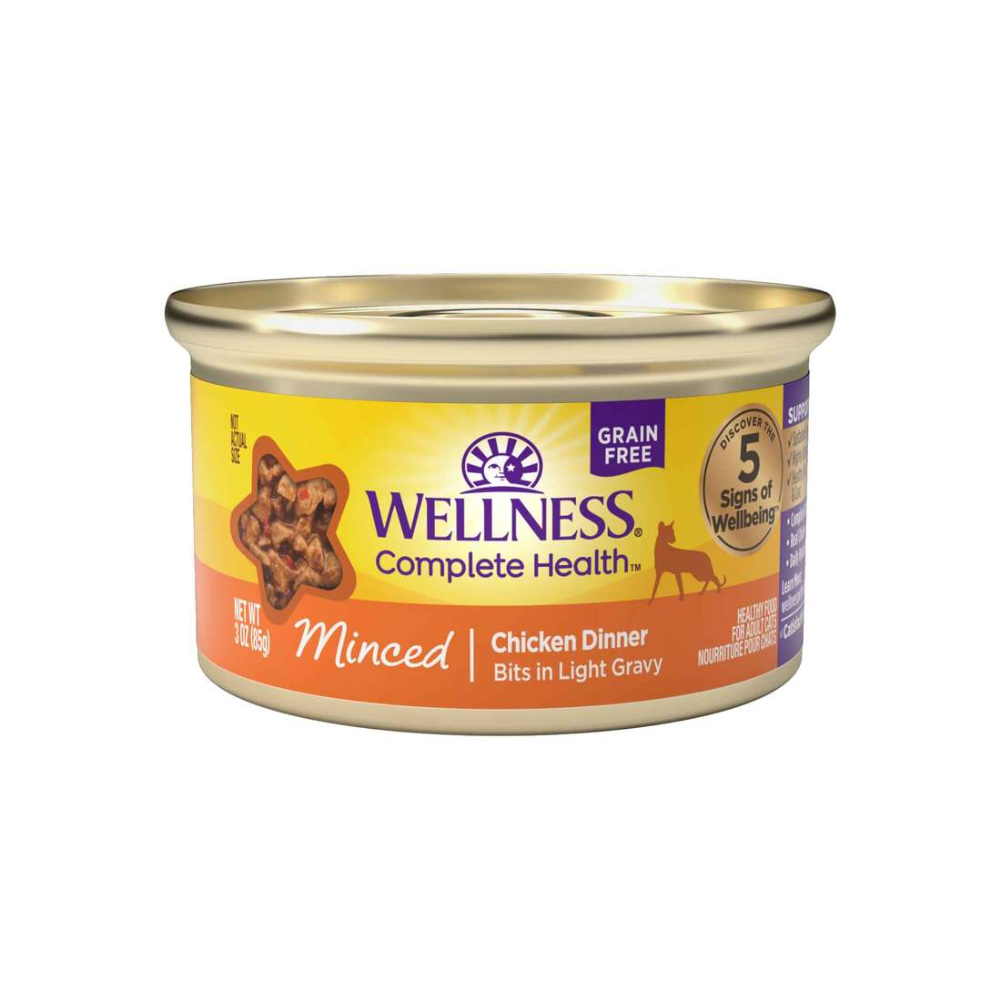 Wellness Complete Health Minced Grain Free Canned Cat Food, Chicken Dinner, 3 Ounces