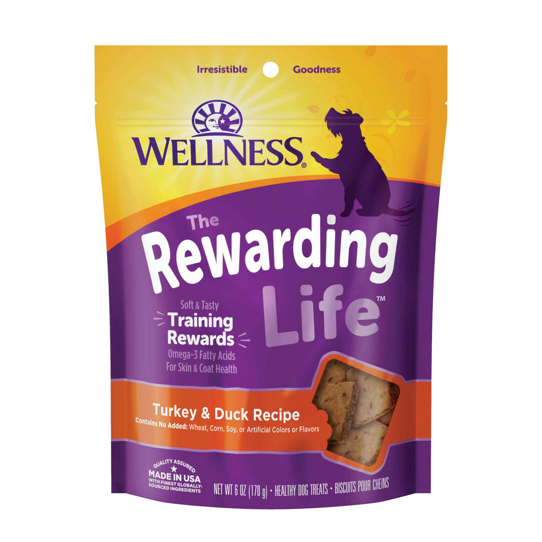 Wellness Rewarding Life Soft & Chewy Dog Treats, Grain Free, Turkey & Duck, 6 Ounce Bag