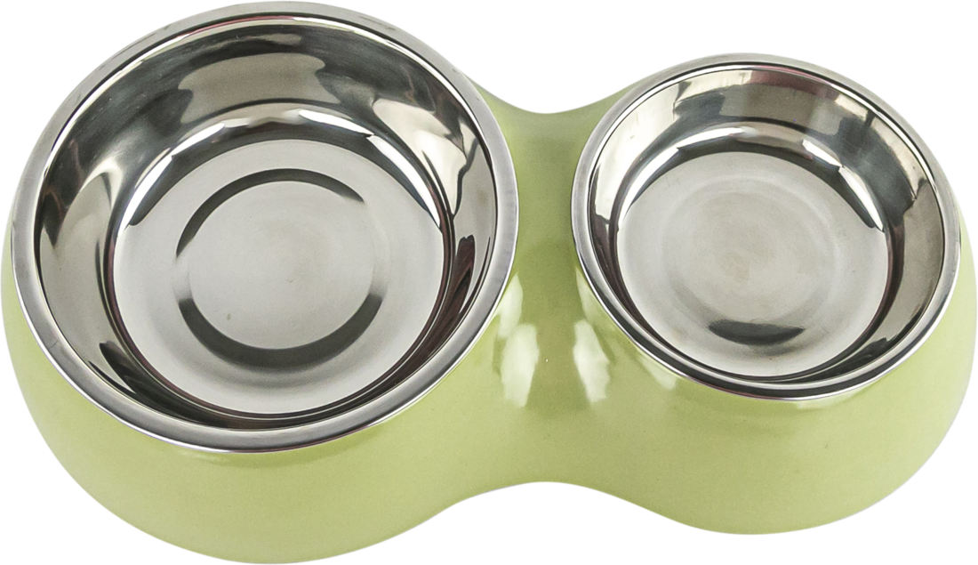 Play On Bamboo Melamine Dog Double Diner, Green, 5 Ounces and 13.5 Ounces