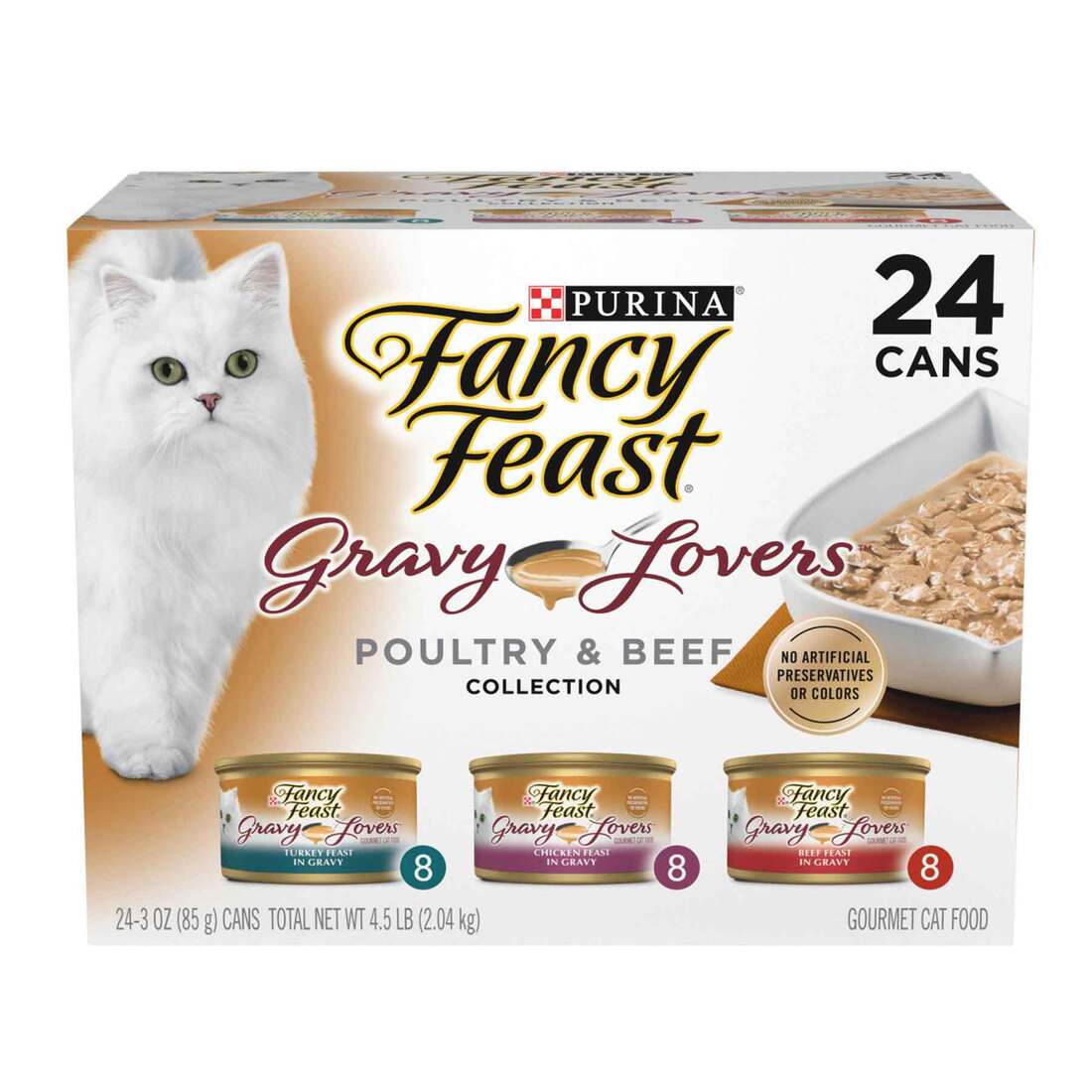 Purina Fancy Feast Gravy Lovers Poultry and Beef Gourmet Wet Cat Food Variety Pack - (24) 3 Ounce Ca
