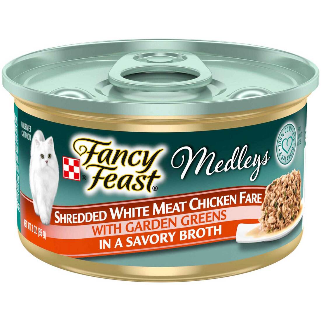 Purina Fancy Feast Medleys Wet Cat Food, Shredded White Meat Chicken Fare With Spinach in Savory Cat