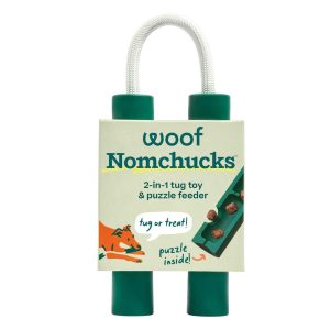 Woof Nomchuks Tug Puzzle Dog Toy, Green