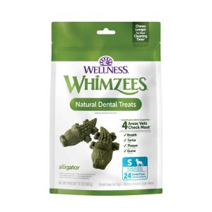 Wellness WHIMZEES Alligator Dog Dental Treats, Small Size, (24 Count)