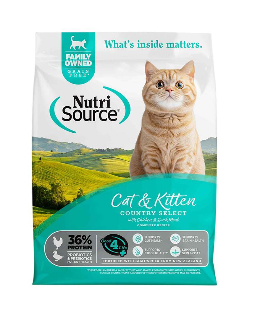 NutriSource Country Select Grain-Free Dry Cat/Kitten Food, Chicken/Duck Meal, 4 Pounds