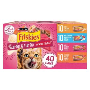 Purina Friskies Gravy Wet Cat Food Variety Pack, Surfin' and Turfin' Prime Filets Favorites - (40) 5