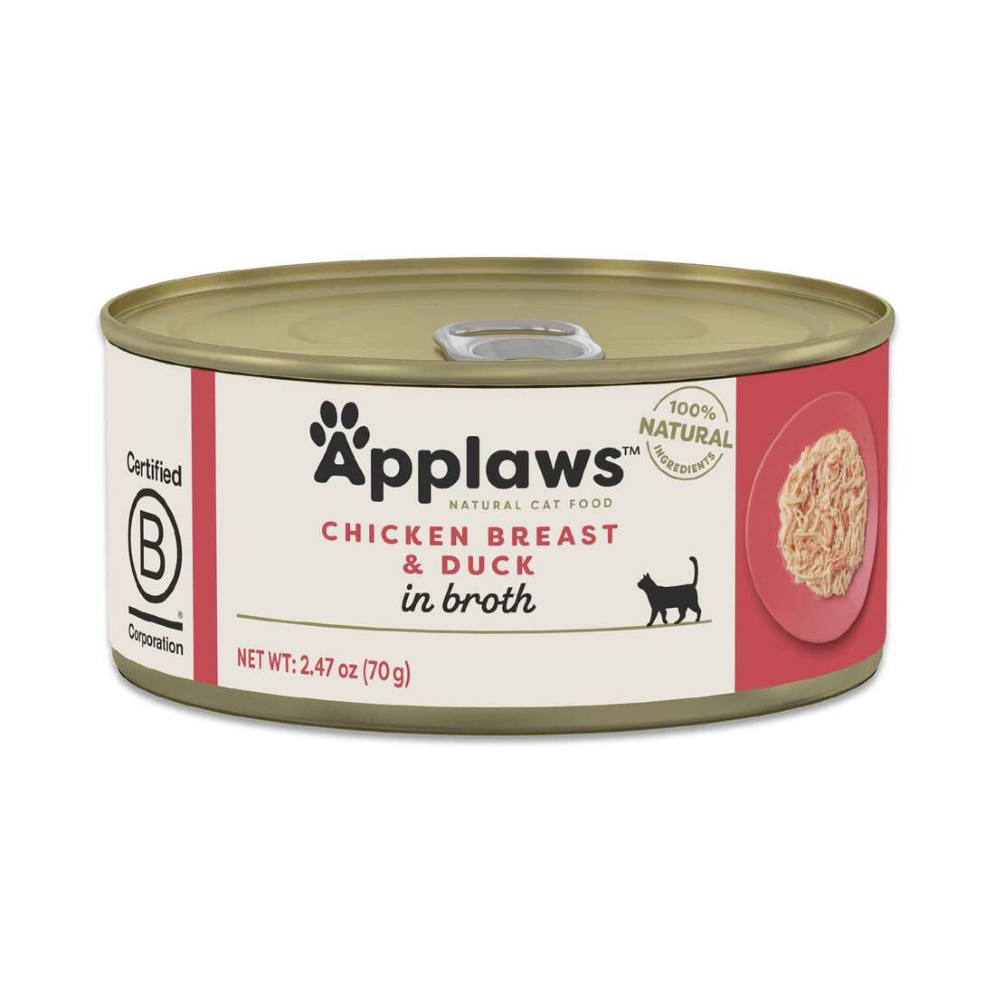 Applaws Natural Wet Cat Food, Chicken Breast with Duck in Broth, 2.47 Ounces