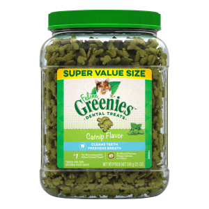 FELINE GREENIES Natural Dental Care Cat Treats Catnip Flavor, 21 Ounce Tub