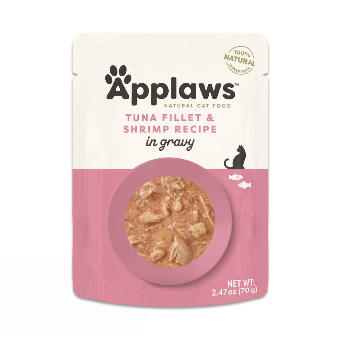 Applaws Natural Wet Cat Food, Tuna Flakes with Shrimp in Gravy, 2.47 Ounces