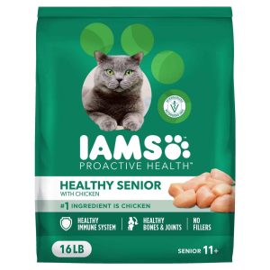 IAMS PROACTIVE HEALTH Healthy Senior Dry Cat Food with Chicken, 16 Pounds